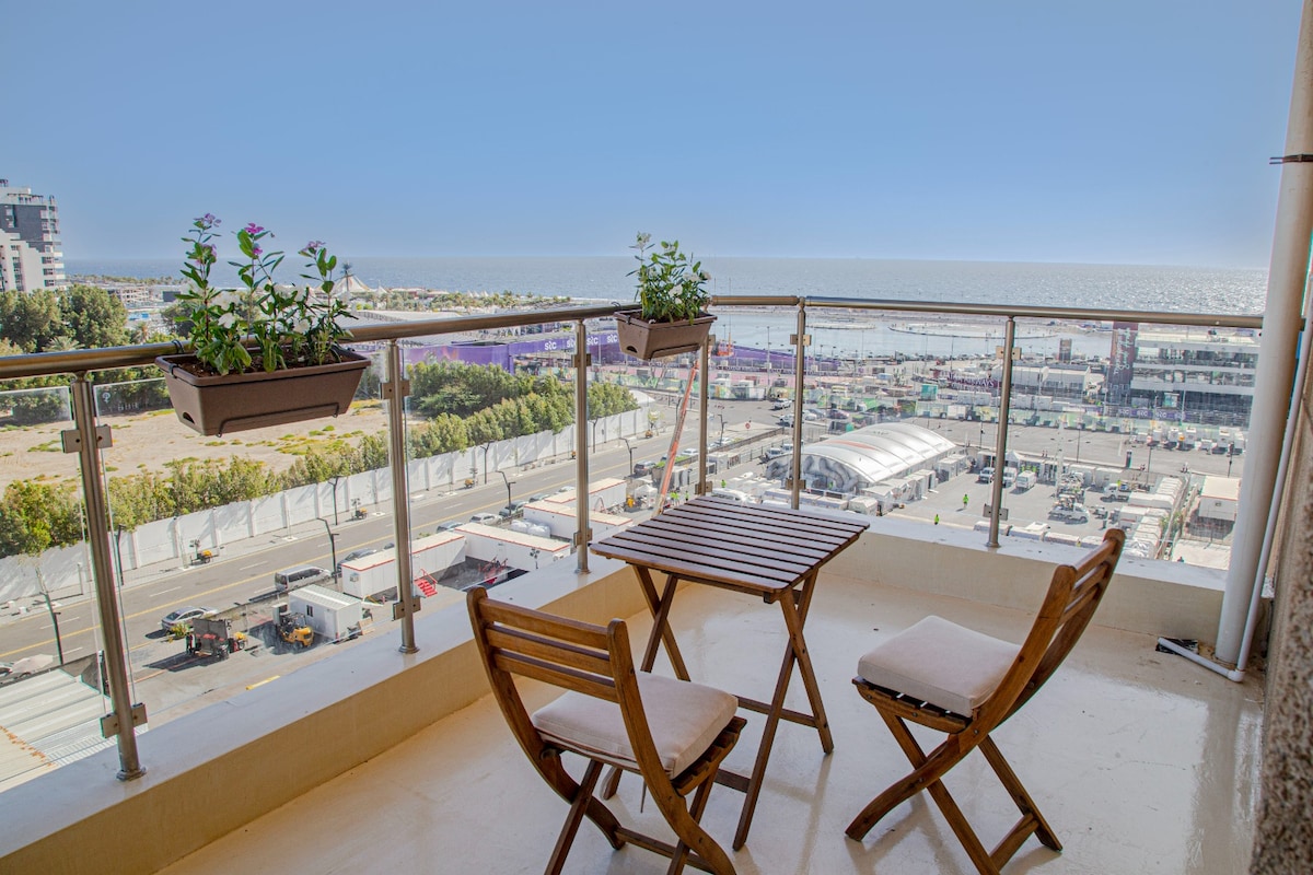 Balcony w/ Sea & F1 Track View - Japandi Design St